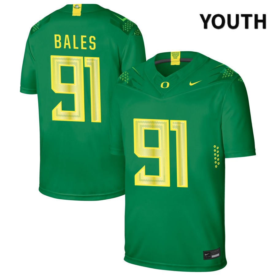 Oregon Ducks Youth #91 Alex Bales Football College Authentic Green NIL 2022 Nike Jersey WQZ38O8D